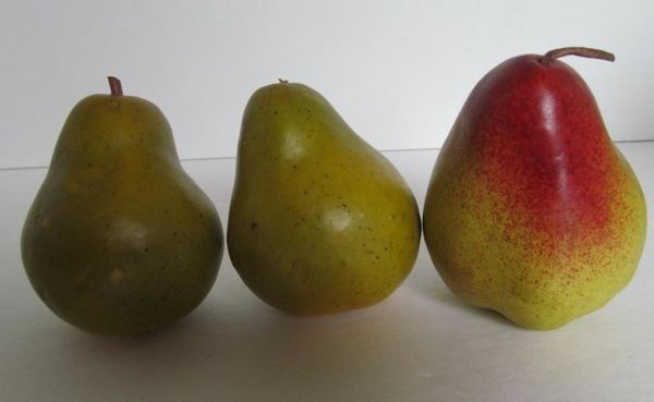 trijų žalios kriaušės vaisių dekoro idėja