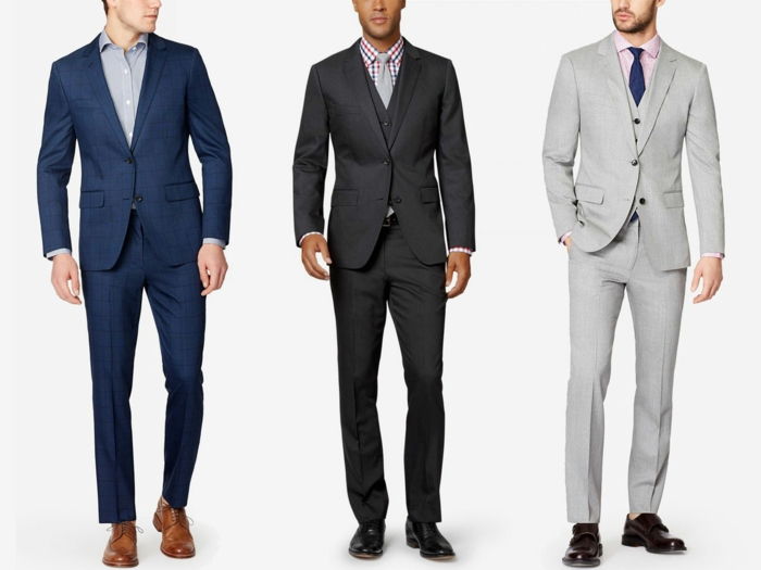 praznična oblačila obleka tri elegantne moške ideje nositi modro obleko sivo obleko