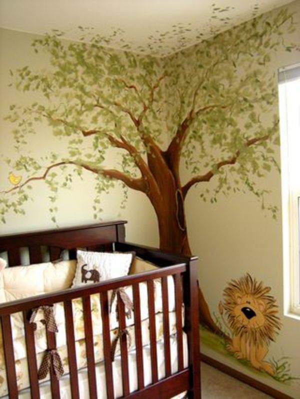 vakker jungel-barnehage-baby-seng-vakker-vegg-design