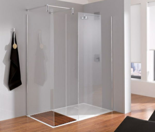 duş kabini-cam-zemin seviyeli modern tasarım