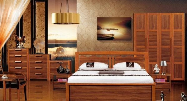 äkta trä bed-in-a-elegant sovrum