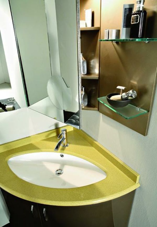 kotiček umivalnik, kopalnica oblikovanje-rumena