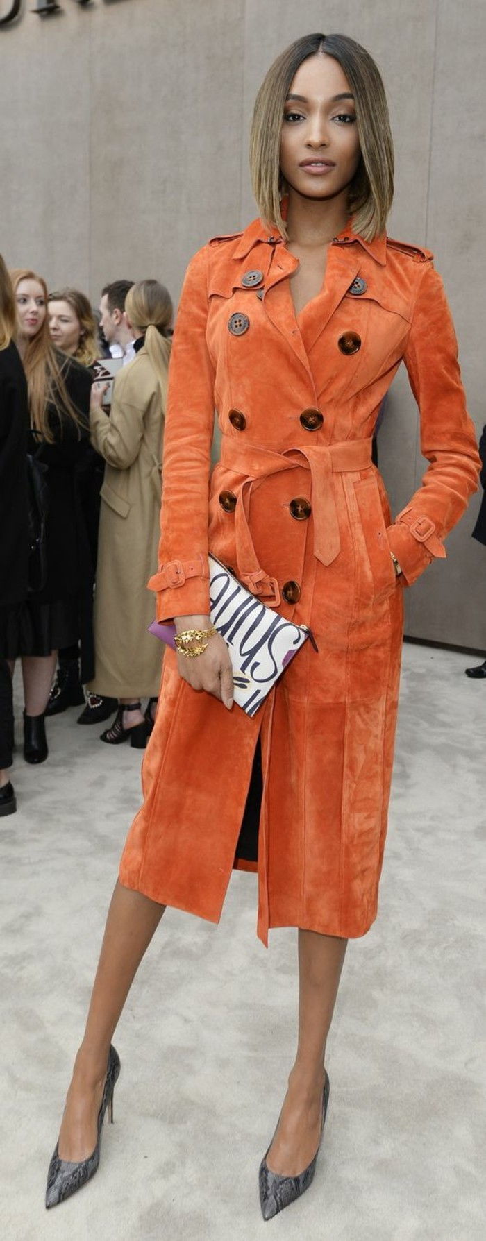 Effekten full orange coat-of-Burberry