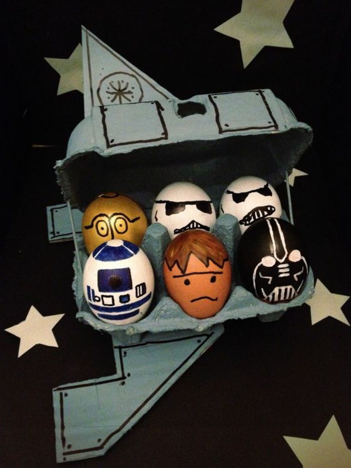 Paskalya yumurtaları resimleri - Star Wars kahramanlar bir yumurta kutusu içinde iyi ve kötü