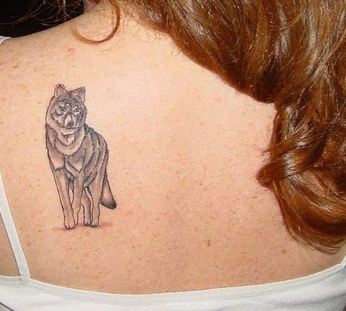 Ideea unui tatuaj cu un lup gri, pe care femeile le-ar putea plăcea foarte mult