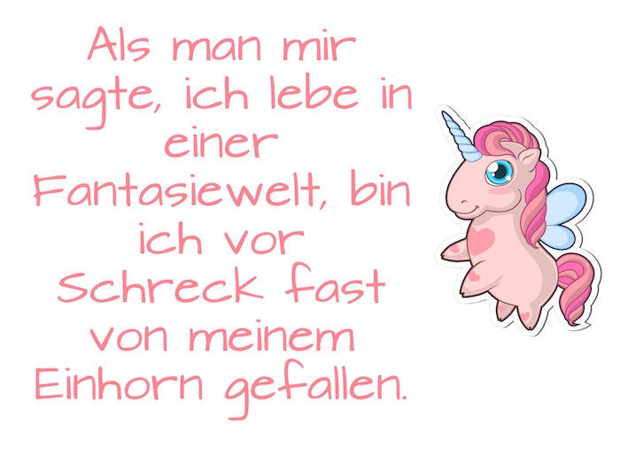 här är coola unicorns ord och unicornbilder - en liten flygande rosa enhörning med lila vingar, stora blå ögon och en rosa man