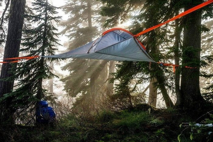 a-eventyr-skogen-med-blå-camping telt