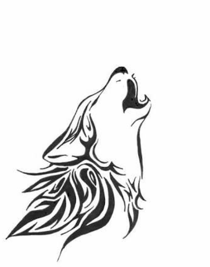 lupul tribal - doar o idee minunata pentru un tatuaj de lup frumos, pe care il puteti bucura cu adevarat - un lup care urla