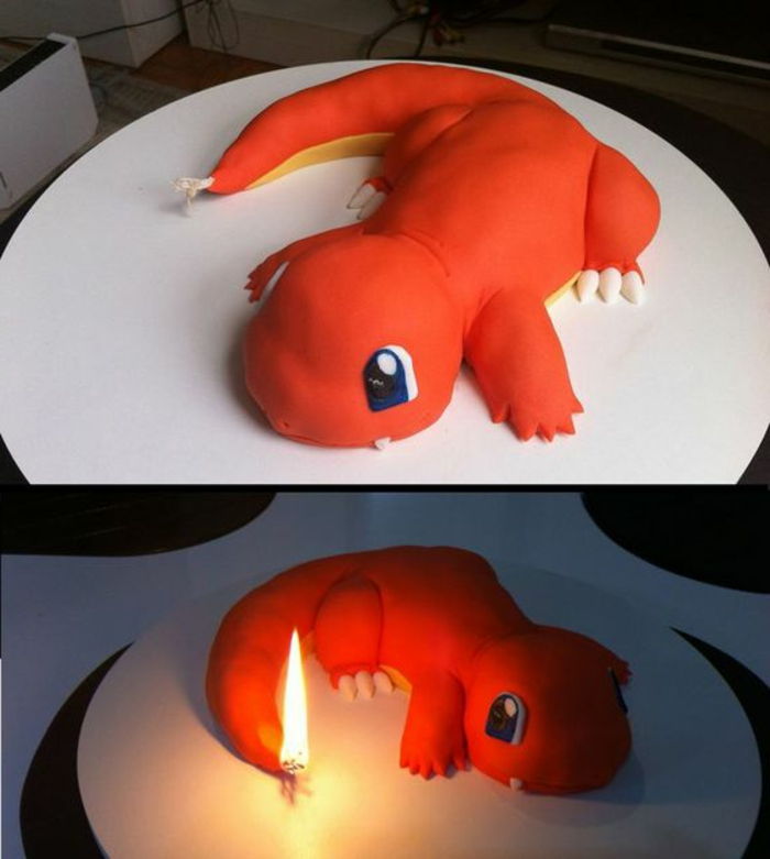 pokemon di drago. pokemon di drago. Un'idea per una torta pokemon con una coda e candele accese