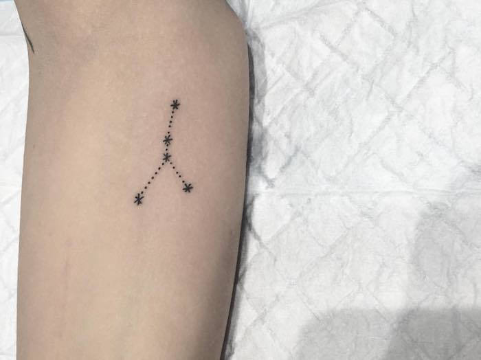 kleine zwarte tatoeage met een zwarte ster afbeelding met kleine zwarte sterren - een hand met ster tatoeage