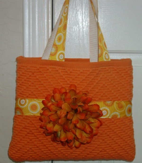enkel hantverk idéer apelsin handstickad handväska