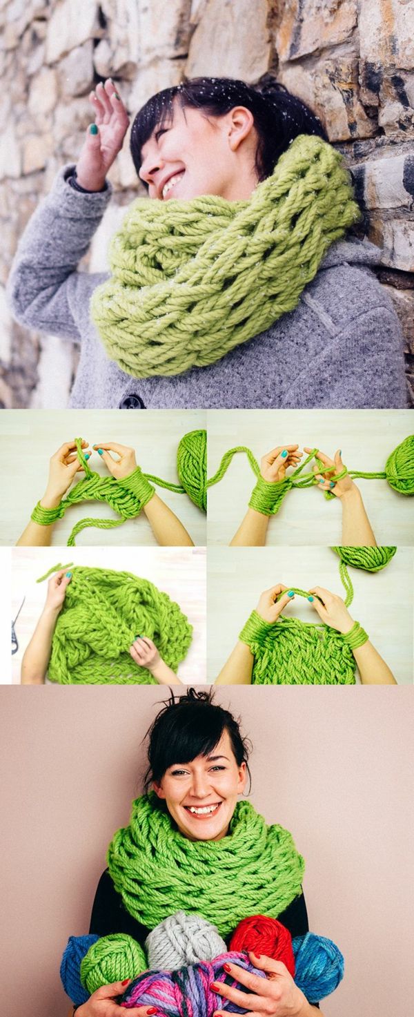 enkla hantverk-idéer-vacker-hand-sticka-halsduk-en mycket vacker kvinna