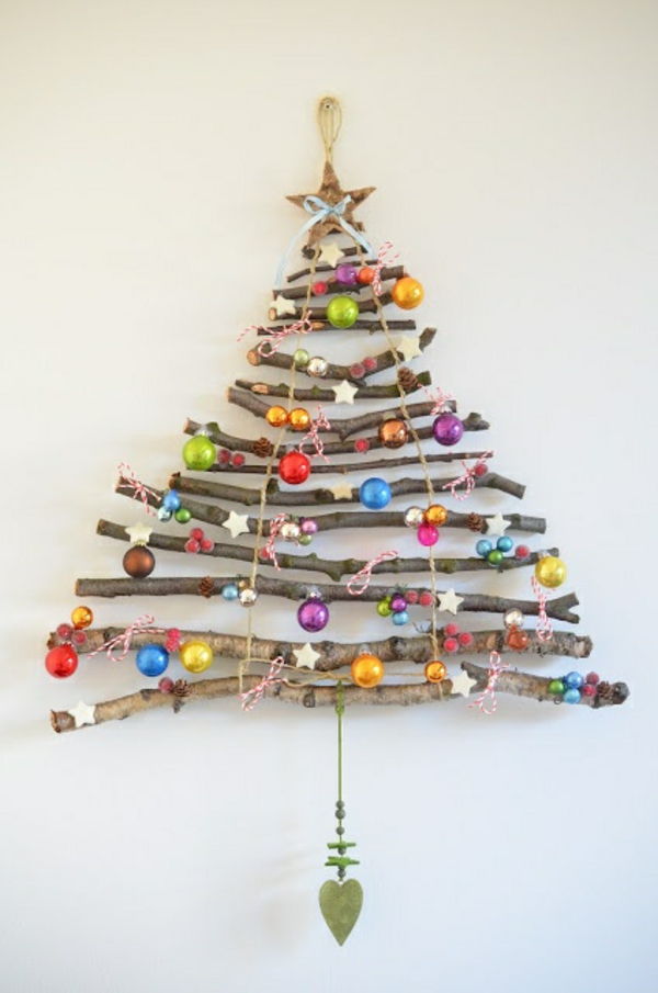 enkel-hantverk-träd-gren-making-vacker dekoration för jul