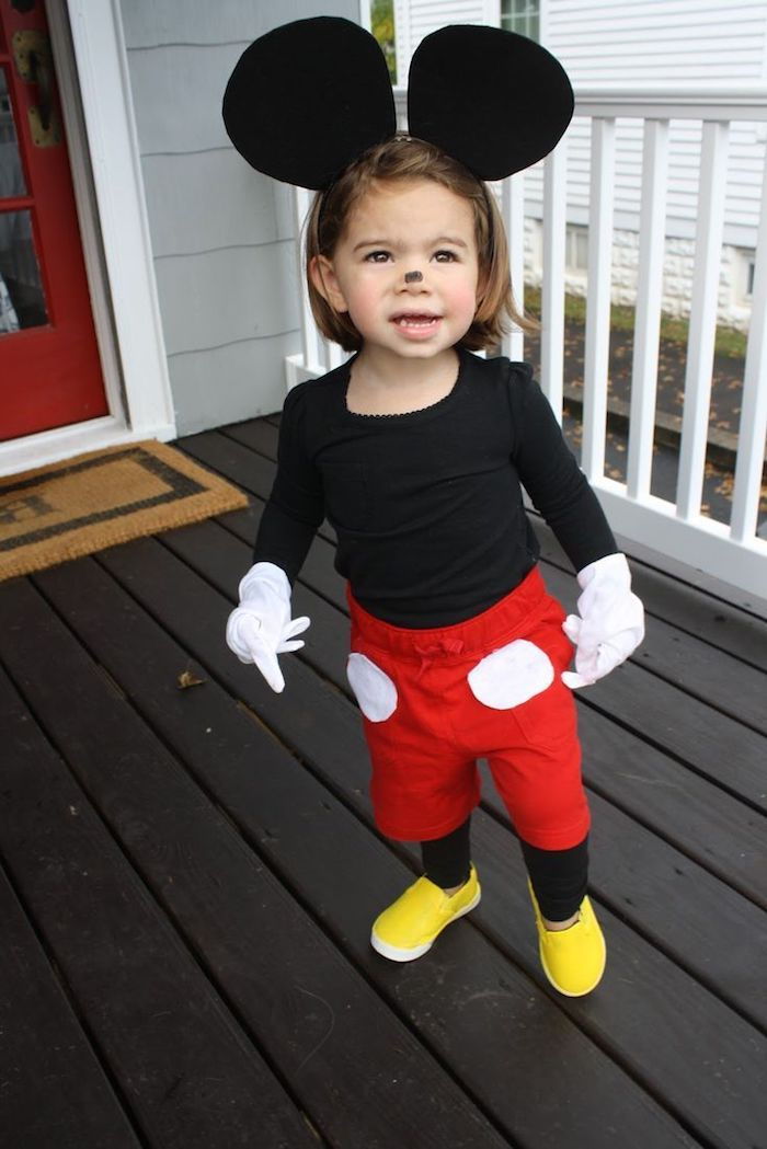 naredite malo Mickey Mouse kostum od samega dekleta - preprostih kostumov Halloween