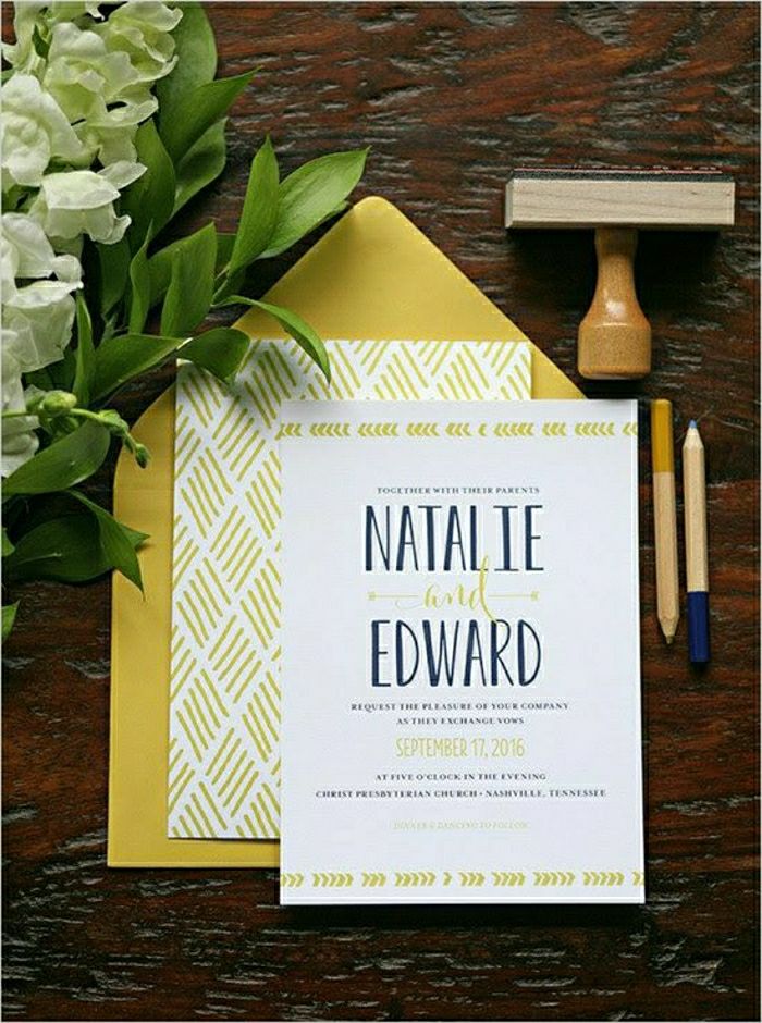 invitasjon-wedding-romantisk-gul-hvit-enkle design blomster