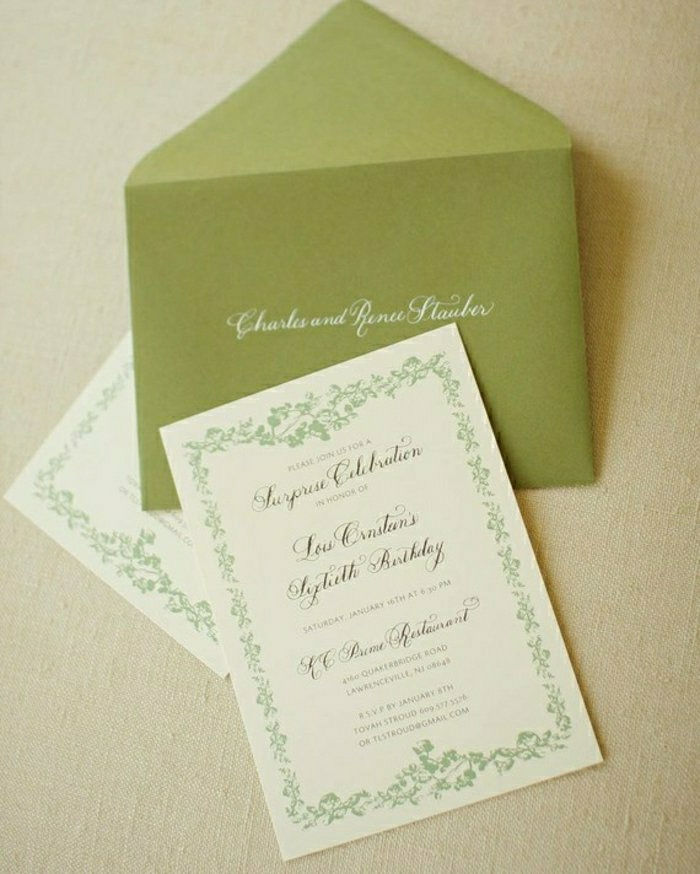 invitasjon-wedding-enkel design romantisk font-grønn-konvolutt