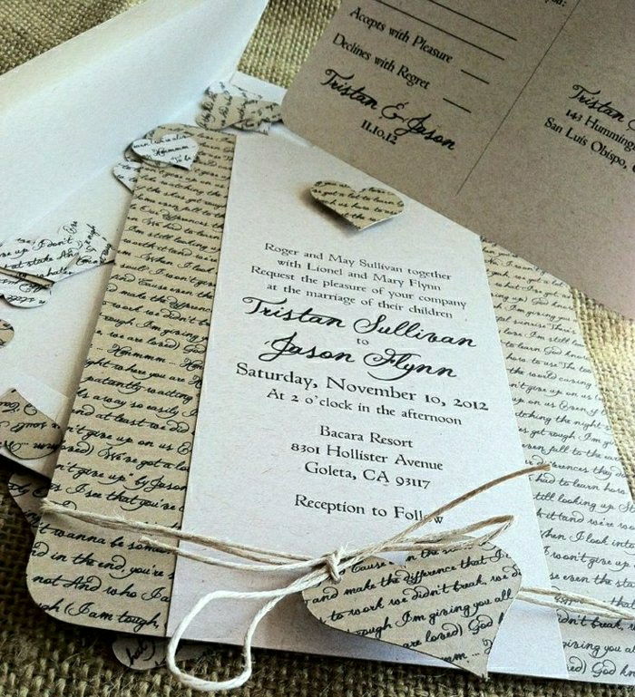 invitasjon-wedding-original-kreativ-romantisk hjerte-streng Dekor