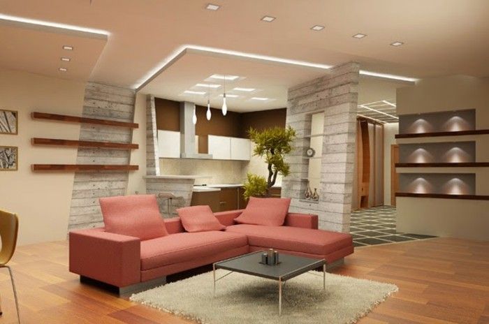 Edinstvena-design-of-življenja-rožnato-kavč-zanimivo-stropna obloga
