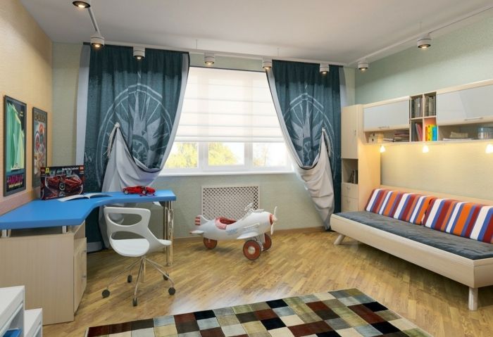 nábytok nápad detská izba pre mladý decentný dizajn v neutrálnej farbe dekorácie lietadla