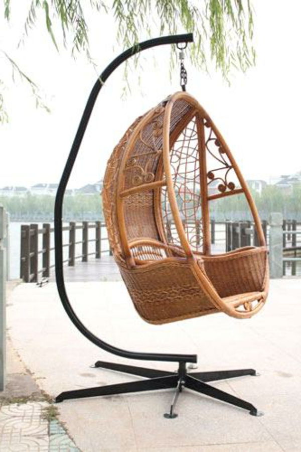 unik brun-korg hängande stol-for-the-veranda