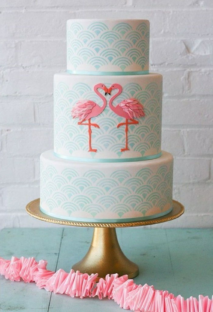 Elegantiškas gimtadienio tortas-su-Flamingo motyvais
