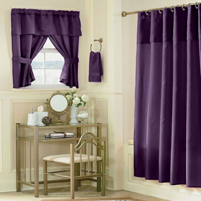 camera elegante design di lusso di design cassettiera piccola finestra viola tende-per-small-window raso
