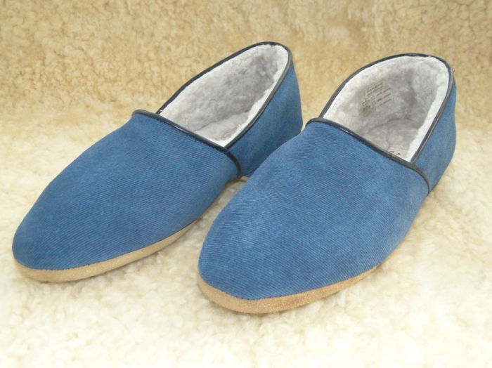 Elegantné modré pánske šľapky ovčej kožušiny teplej pohodlné-soft