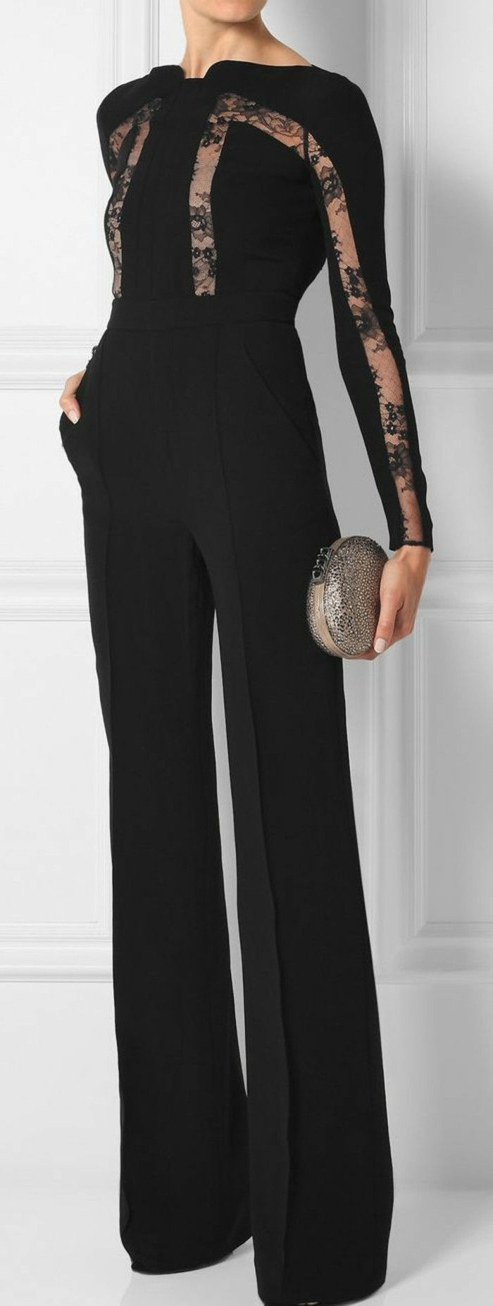 elegante ladies' mote-svart-skjorte bukse-spiss-små-bag-kvinner