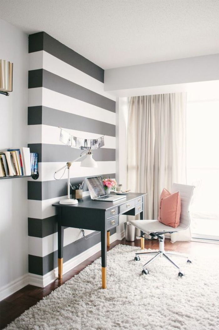 elegante anlegget Ideas-til-office-svart-hvitt-vegg-vintage skrivebord