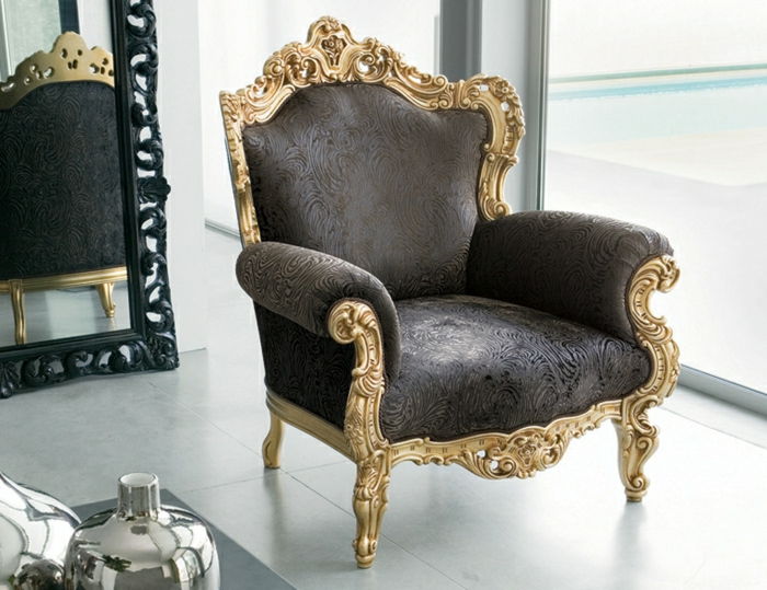 Elegantiškas Baroko kėdė auksinis rėmelis Italijos dizaino