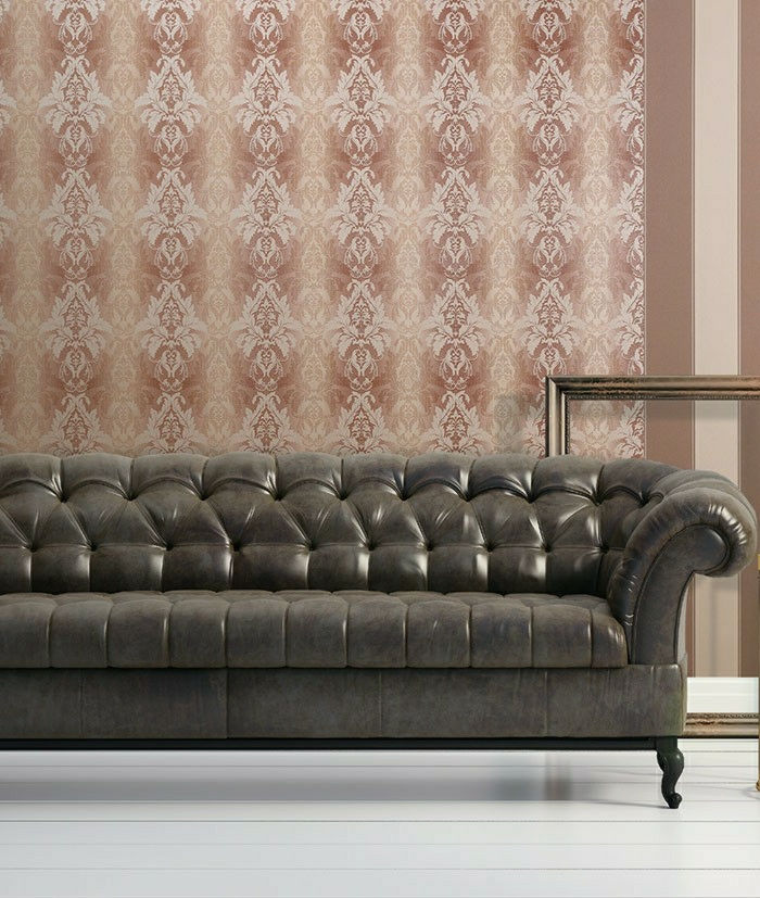 elegante design do papel de parede barroco Padrão bege-marrom