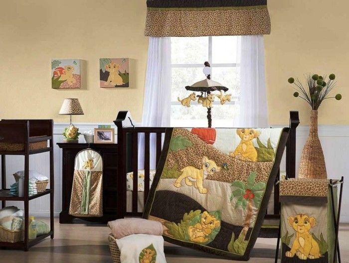 elegantiškas-vaiko kambarys-in-smėlio spalvos Beautiful medžio lovelę