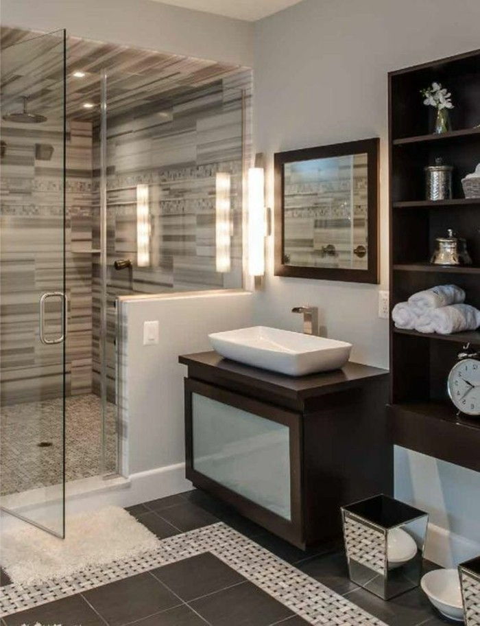 Elegantný Small-bad-s-pôvodnou skla wall-sprcha