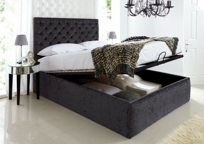 tapițate elegant model de-paturi cu paturi box-design contemporan