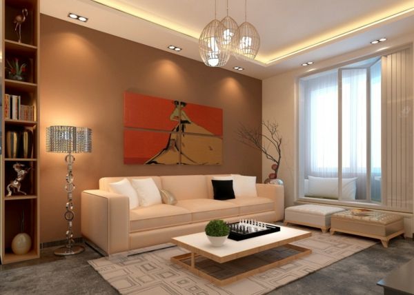 elegancko-pokojowe-lampy-lampy-super ładne malowanie na ścianie