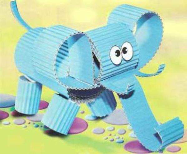 nápady remesiel pre materskú školu - slon v modrej farbe