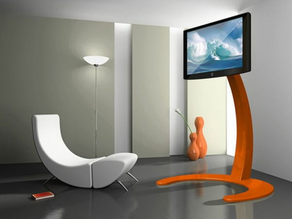 modernt vardagsrum med en elegant tv