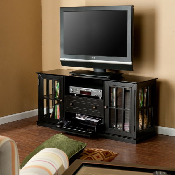 exkluzívny tv nábytok v čiernej farbe modernej TV