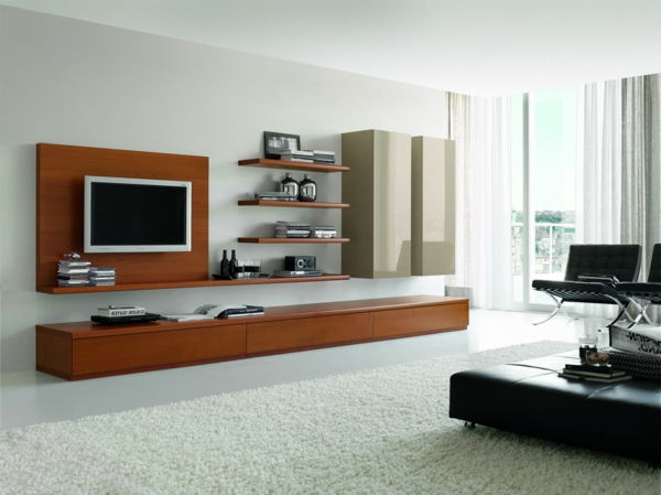 išskirtiniai tv baldai, modernus interjero dizainas, baltas kilimas
