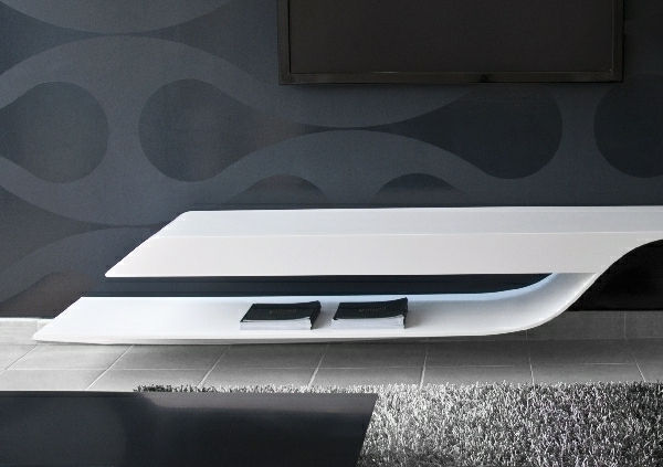 exkluzívny dizajn nábytku v ultramodernom dizajne v bielej farbe