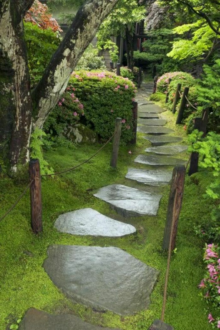 eksotična-zen vrt-pot poglobitvi kamni