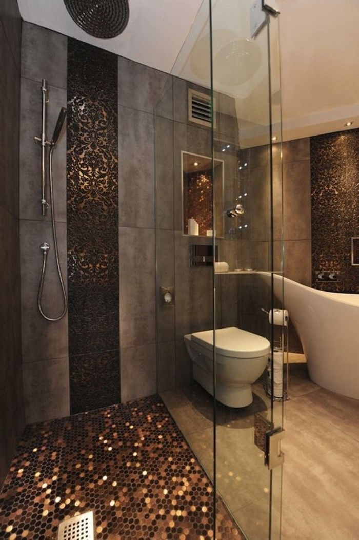 gri ve kahverengi birleştirmek-basit-ile-çekici-banyoda abartılı Banyo iç tiles-
