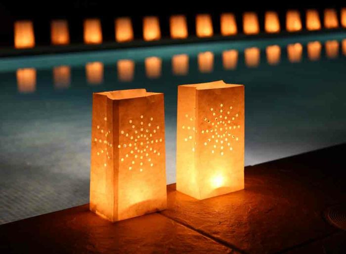 Vytvorte si vlastnú lampu z papierových tašiek, hviezd, bazénov