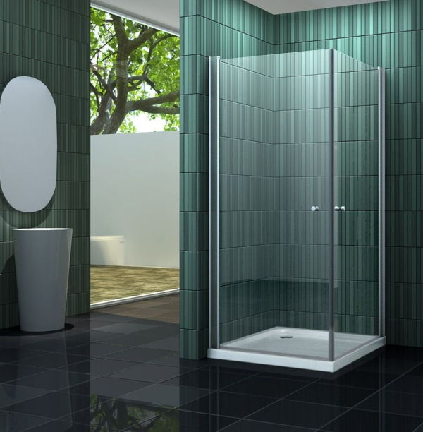 fantastické sprchové kúty-zo skla zelenej dlaždice