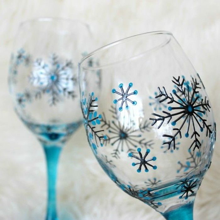 Wine Glass-fantastyczne dekoracje ręcznie malowane czerwony kieliszki-z zimą motywy rysunki Snowflakes