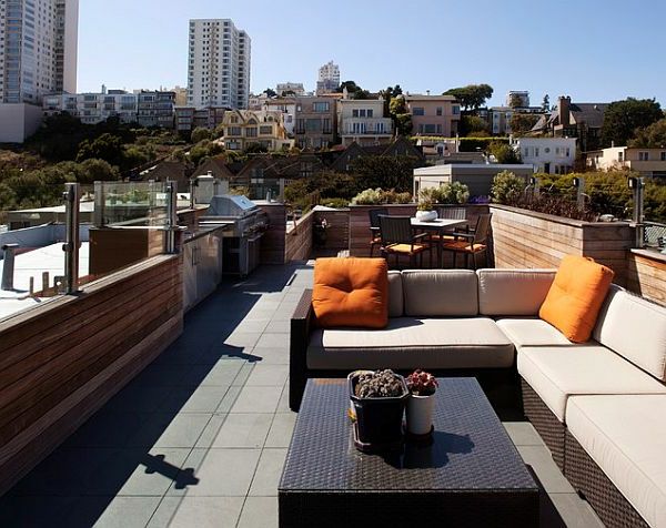 fantastično-stilno pohištvo dvoriščem - terasa na strehi