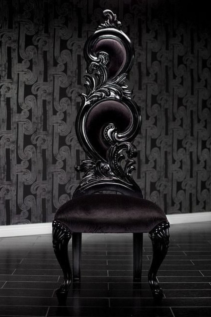 ile-ilginç-back Siyahlı fantastik Barok Sandalye