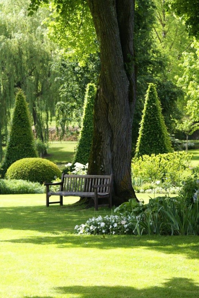 Fantastinis Green Garden vienišas sodo suoliukas-pagal-the-medis
