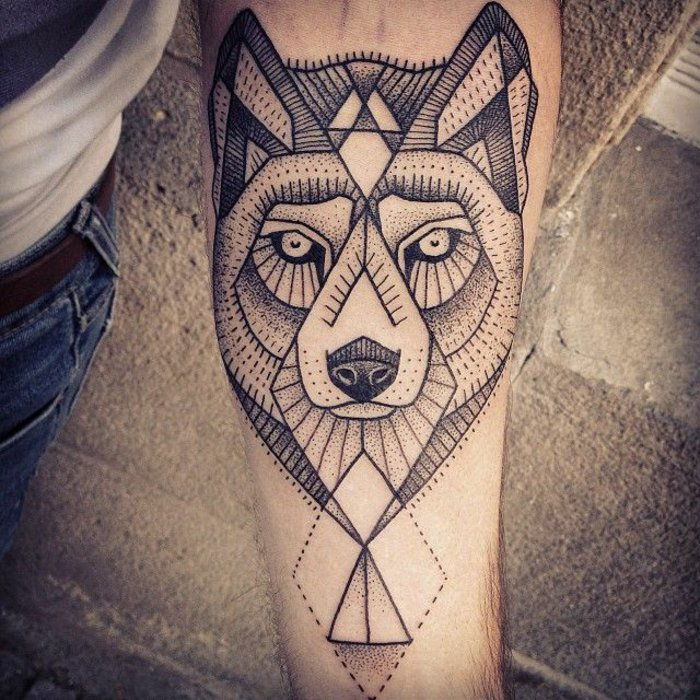 fantastic subraț tatuaj reprezentare geometrică Wolf