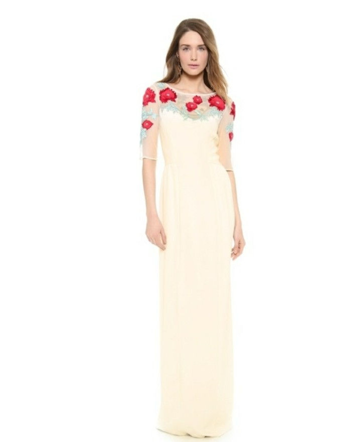 Färg magnolia-elegant-look lång klänning